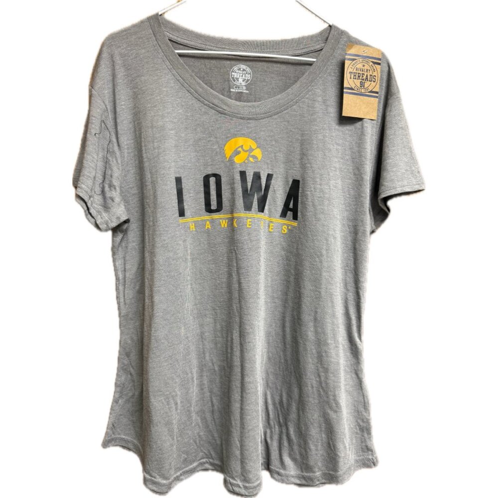 Rivalry Threads 91 Iowa Hawkeyes Womens  Gray T-Shirt Tee Shirt Crew Large NWT